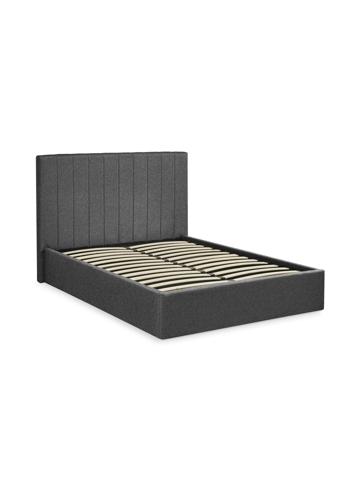 Aylen Dark Grey Faux Linen Upholstered Ottoman Storage Bed Frame – Dark Grey Linen