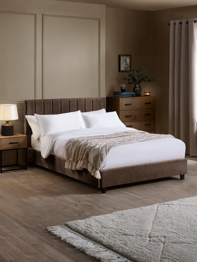 Aylen Chocolate Brown Velvet Upholstered Bed Frame – Chocolate Velvet