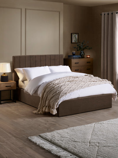 Aylen Chocolate Brown Velvet Upholstered Ottoman Storage Bed Frame – Chocolate Velvet