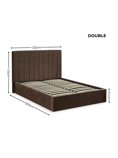 Aylen Chocolate Brown Velvet Upholstered Ottoman Storage Bed Frame – Chocolate Velvet