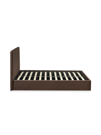 Aylen Chocolate Brown Velvet Upholstered Ottoman Storage Bed Frame – Chocolate Velvet