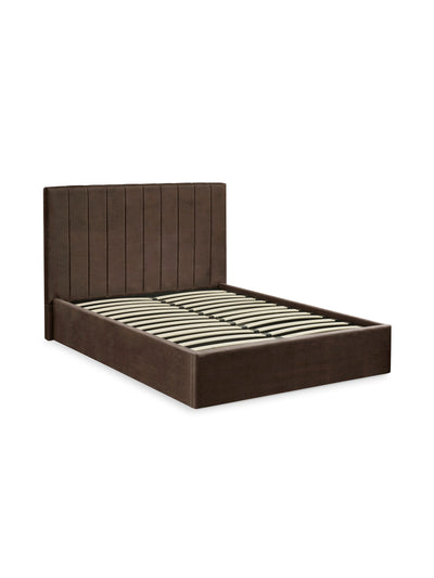 Aylen Chocolate Brown Velvet Upholstered Ottoman Storage Bed Frame – Chocolate Velvet