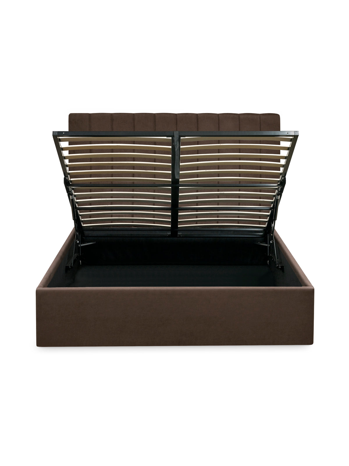 Aylen Chocolate Brown Velvet Upholstered Ottoman Storage Bed Frame – Chocolate Velvet