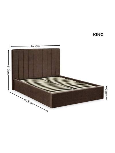 Aylen Chocolate Brown Velvet Upholstered Ottoman Storage Bed Frame – Chocolate Velvet