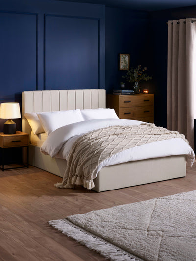 Aylen Oatmeal Faux Linen Upholstered Ottoman Storage Bed Frame – Oatmeal Linen