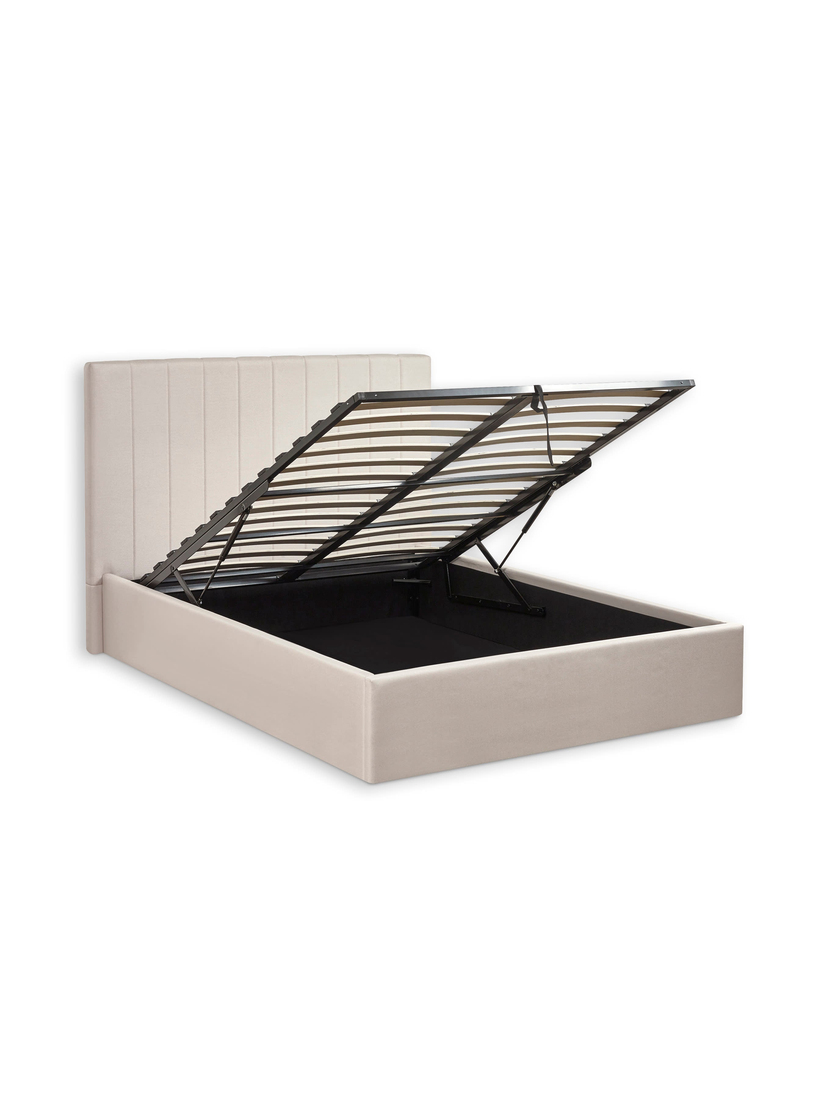 Aylen Oatmeal Faux Linen Upholstered Ottoman Storage Bed Frame – Oatmeal Linen