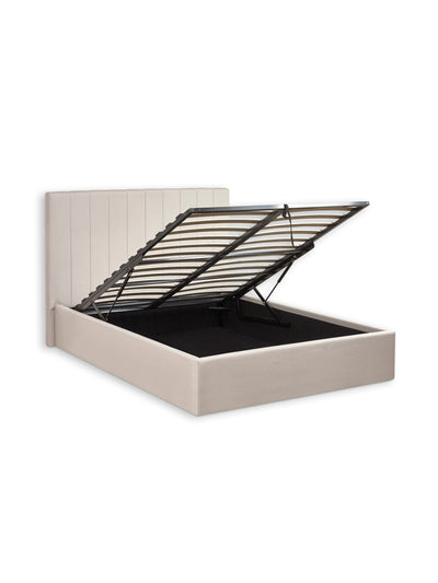 Aylen Oatmeal Faux Linen Upholstered Ottoman Storage Bed Frame – Oatmeal Linen