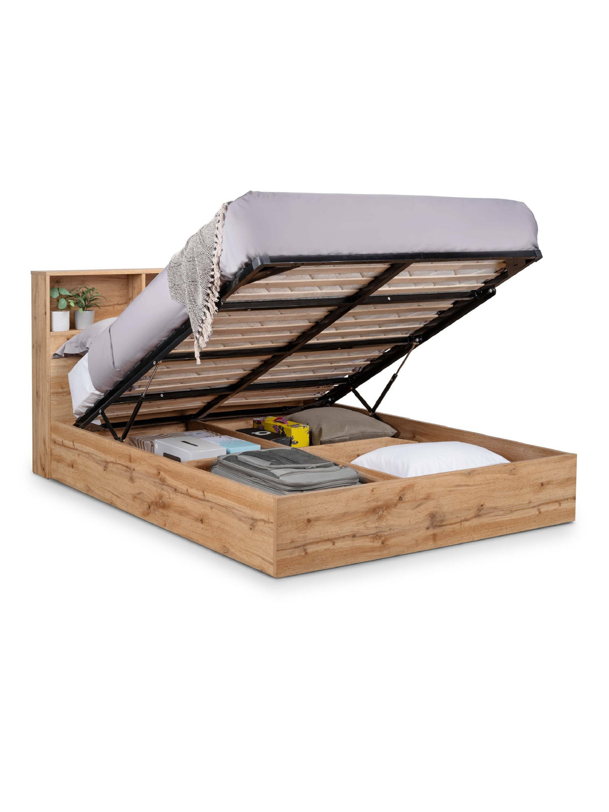 Bali Ottoman Storage Bed - Light Oak