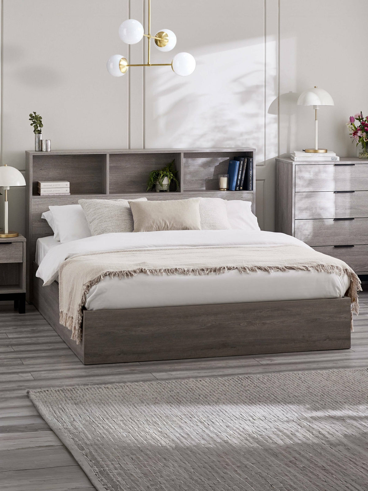 Bali Ottoman Storage Bed - Grey Oak