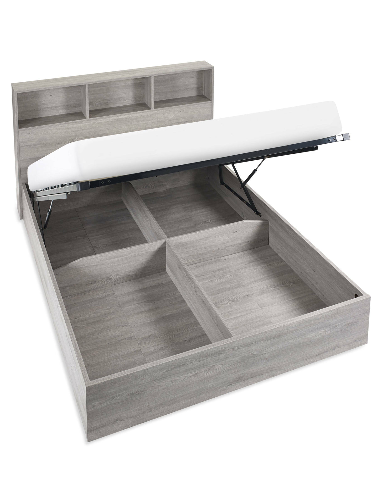 Bali Ottoman Storage Bed - Grey Oak
