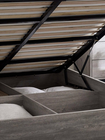 Bali Ottoman Storage Bed - Grey Oak