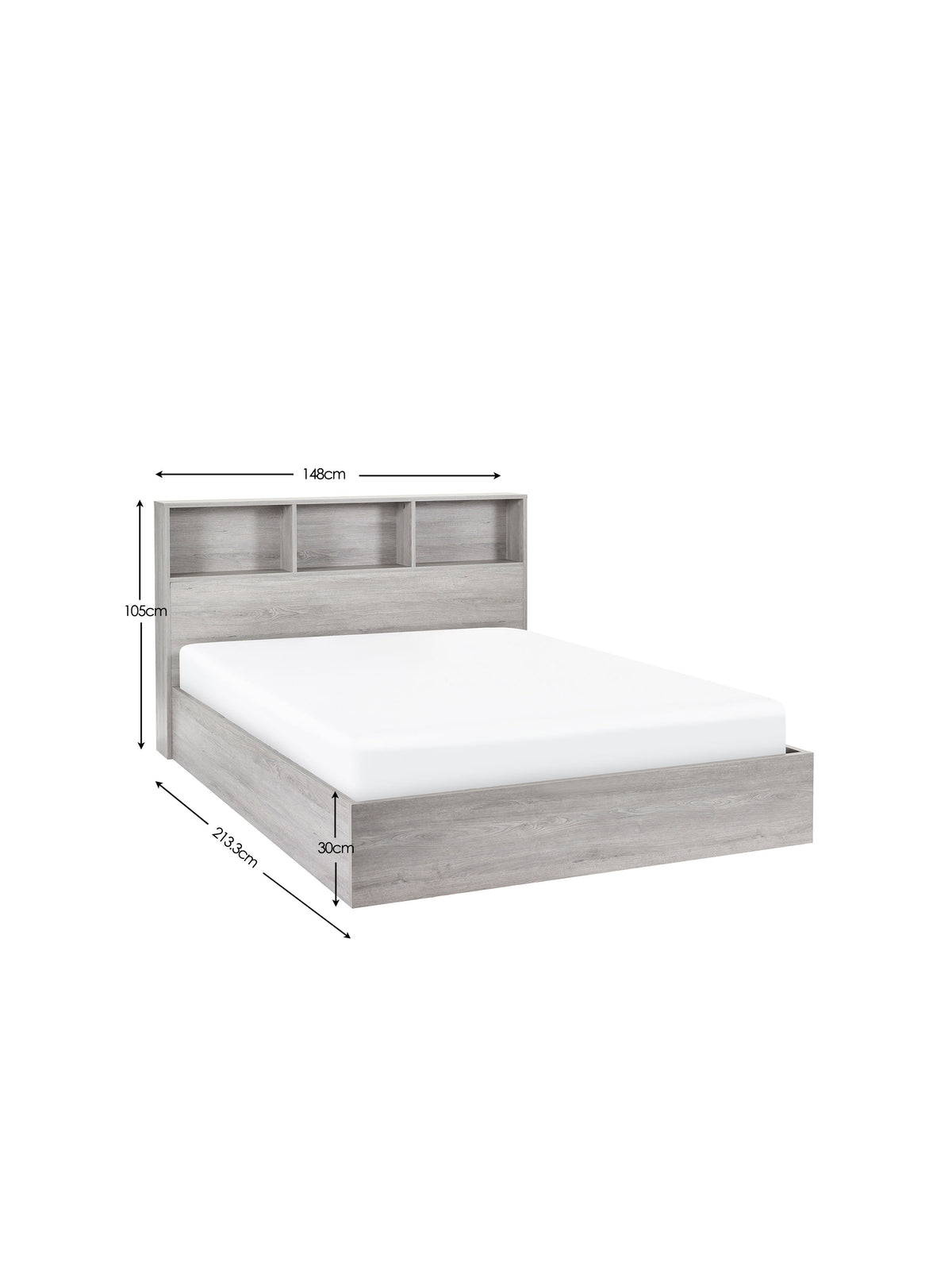 Bali Ottoman Storage Bed - Grey Oak