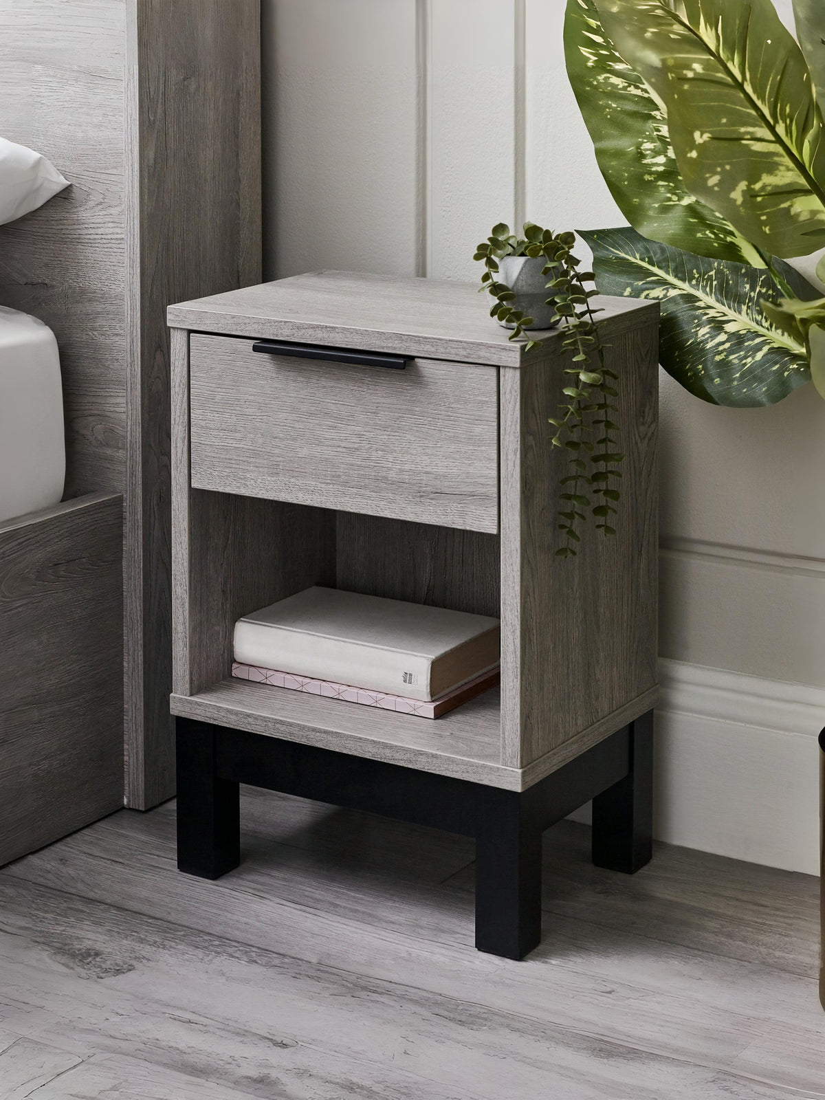 Bali 1 Drawer Bedside - Grey Oak