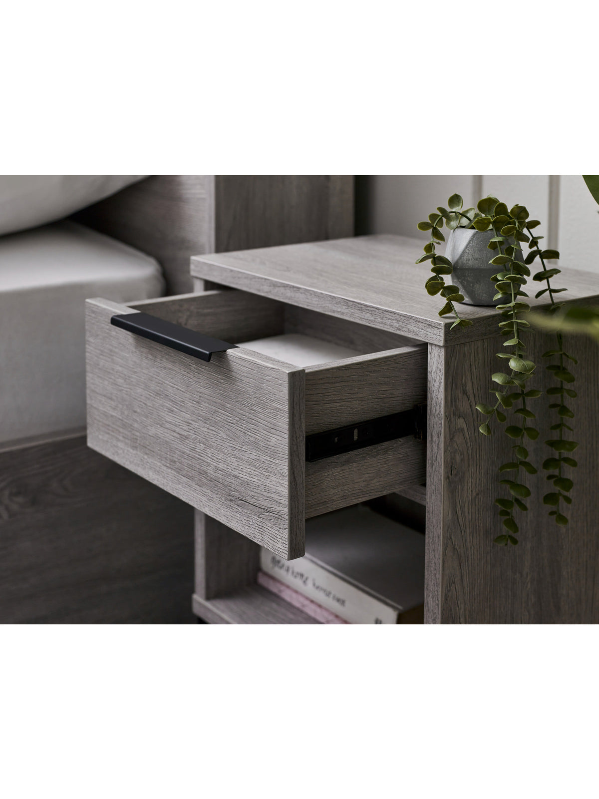 Bali 1 Drawer Bedside - Grey Oak