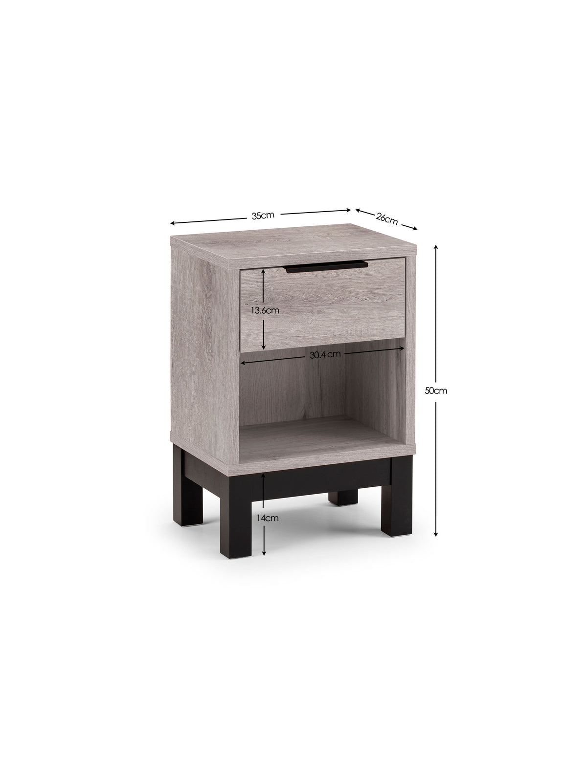 Bali 1 Drawer Bedside - Grey Oak