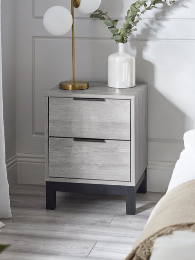 Bali 2 Drawer Bedside - Grey Oak