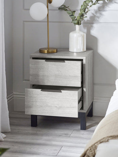 Bali 2 Drawer Bedside - Grey Oak