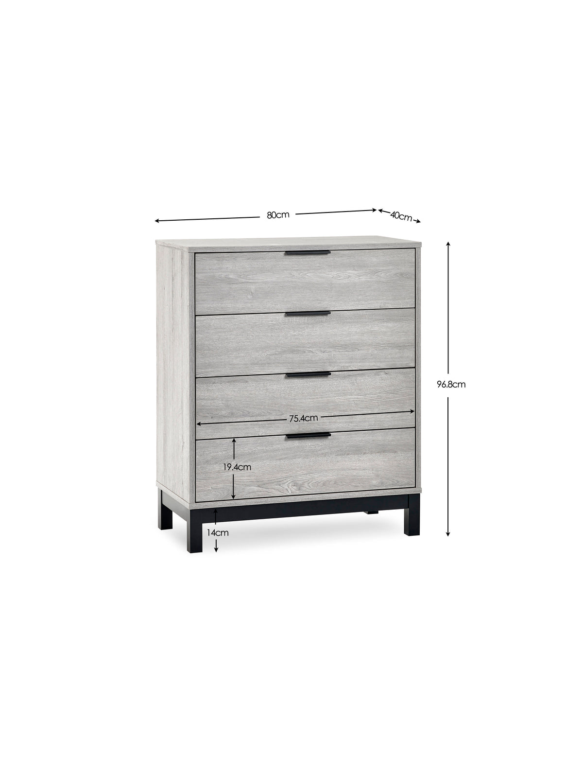 Bali 4 Drawer Chest - Grey Oak