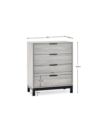Bali 4 Drawer Chest - Grey Oak