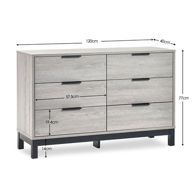 Bali 6 Drawer Wide Chest - Grey Oak – Julian Bowen, view 4