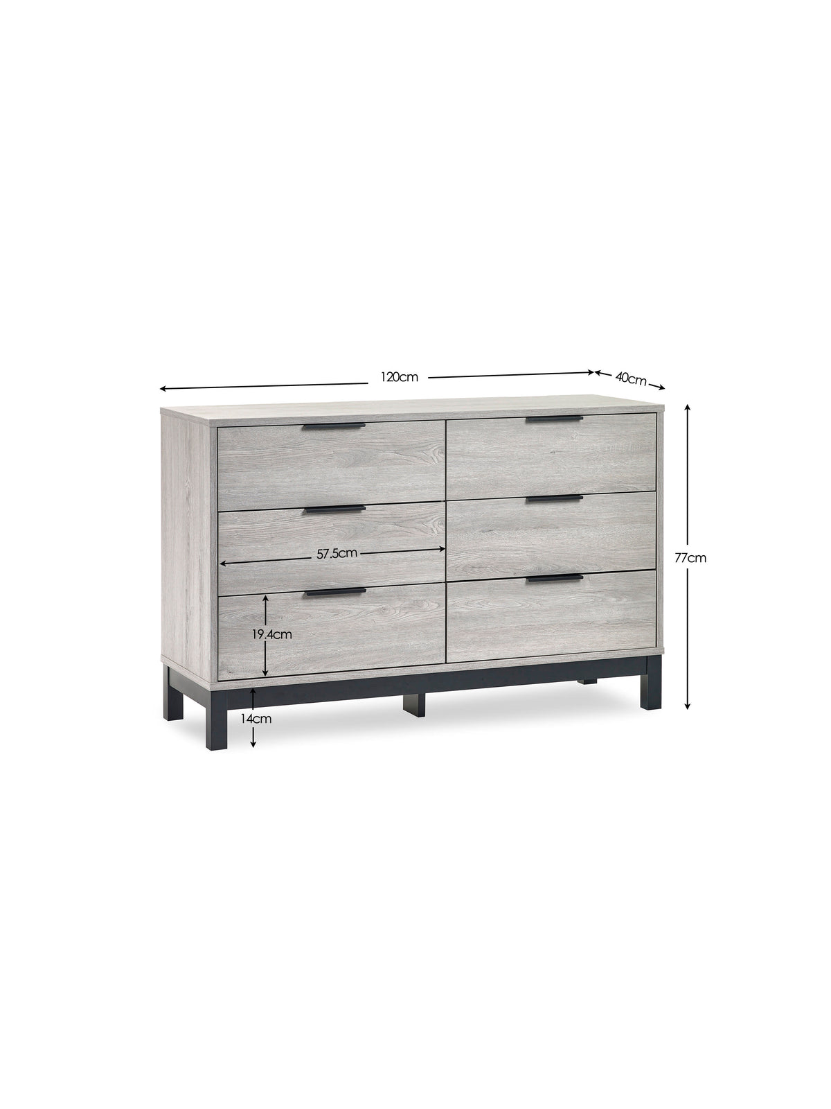 Bali 6 Drawer Wide Chest - Grey Oak