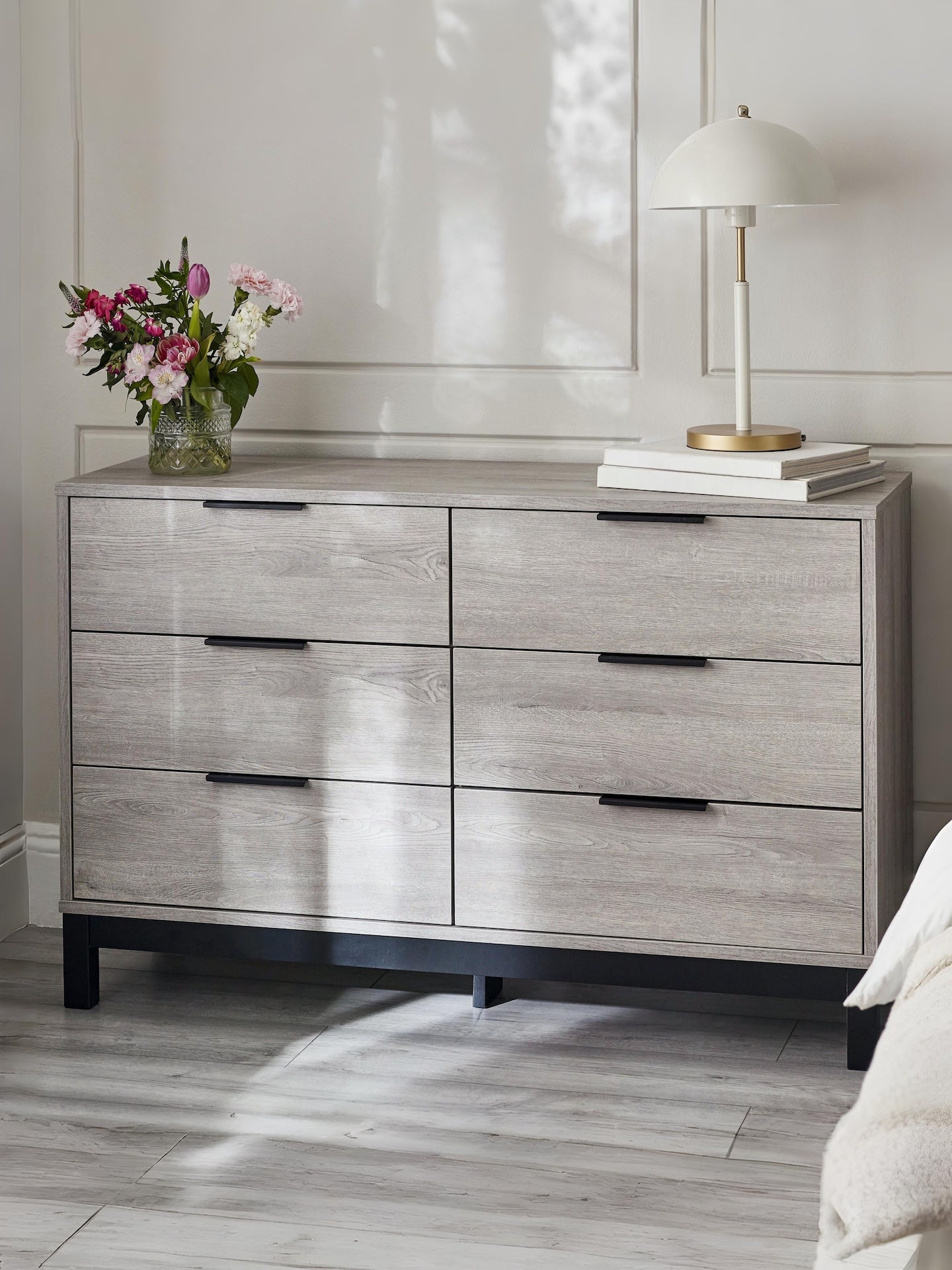 Bali 6 Drawer Wide Chest - Grey Oak – Julian Bowen, view 2