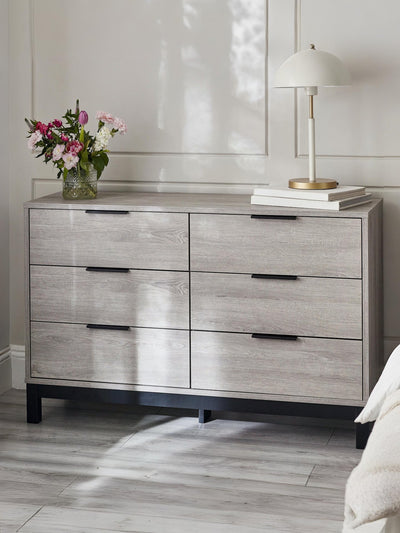 Bali 6 Drawer Wide Chest - Grey Oak – Julian Bowen, view 2