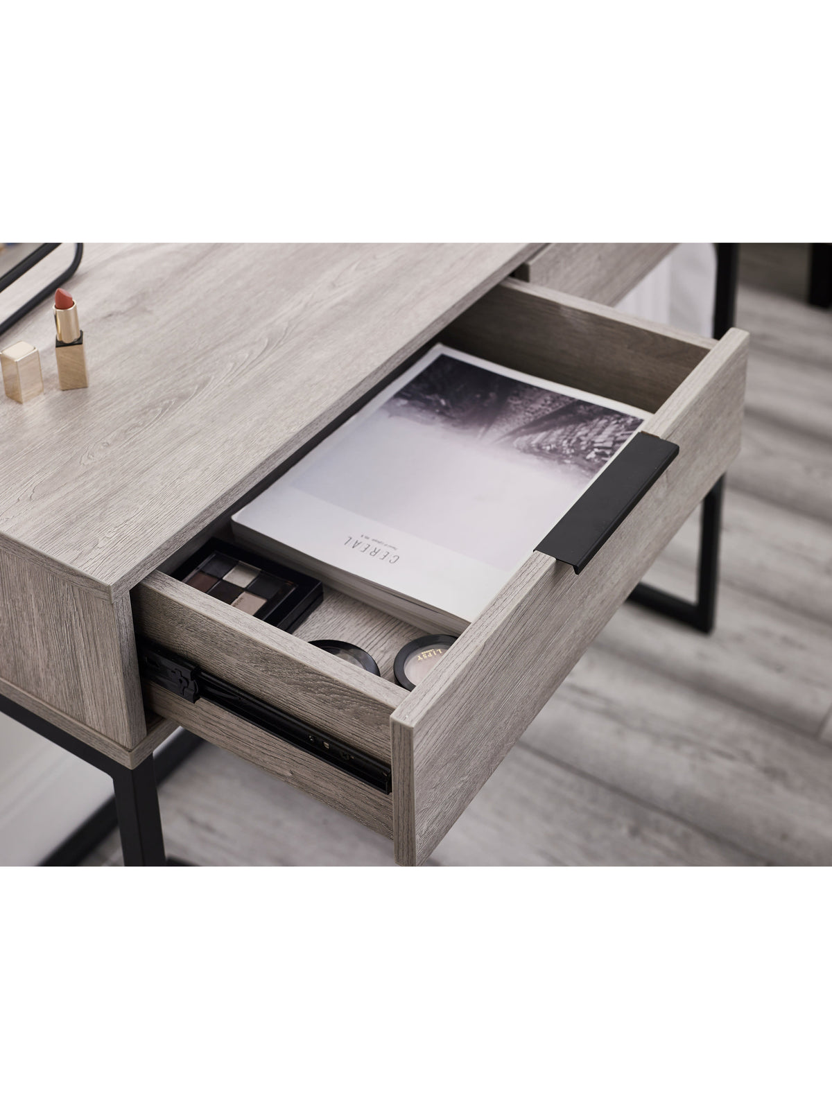 Bali 2 Drawer Dressing Table/Desk - Grey Oak