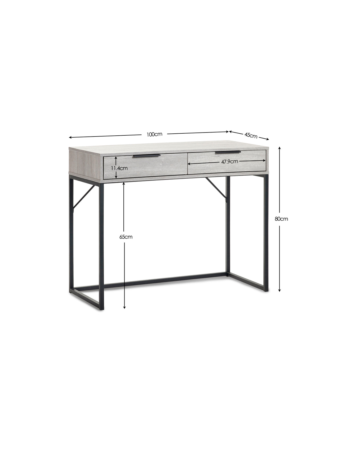 Bali 2 Drawer Dressing Table/Desk - Grey Oak
