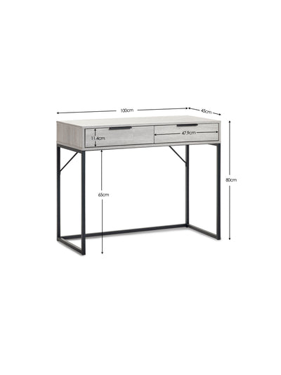 Bali 2 Drawer Dressing Table/Desk - Grey Oak
