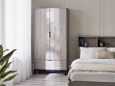 Bali 2 Door 1 Drawer Wardrobe - Grey Oak – Julian Bowen, view 13
