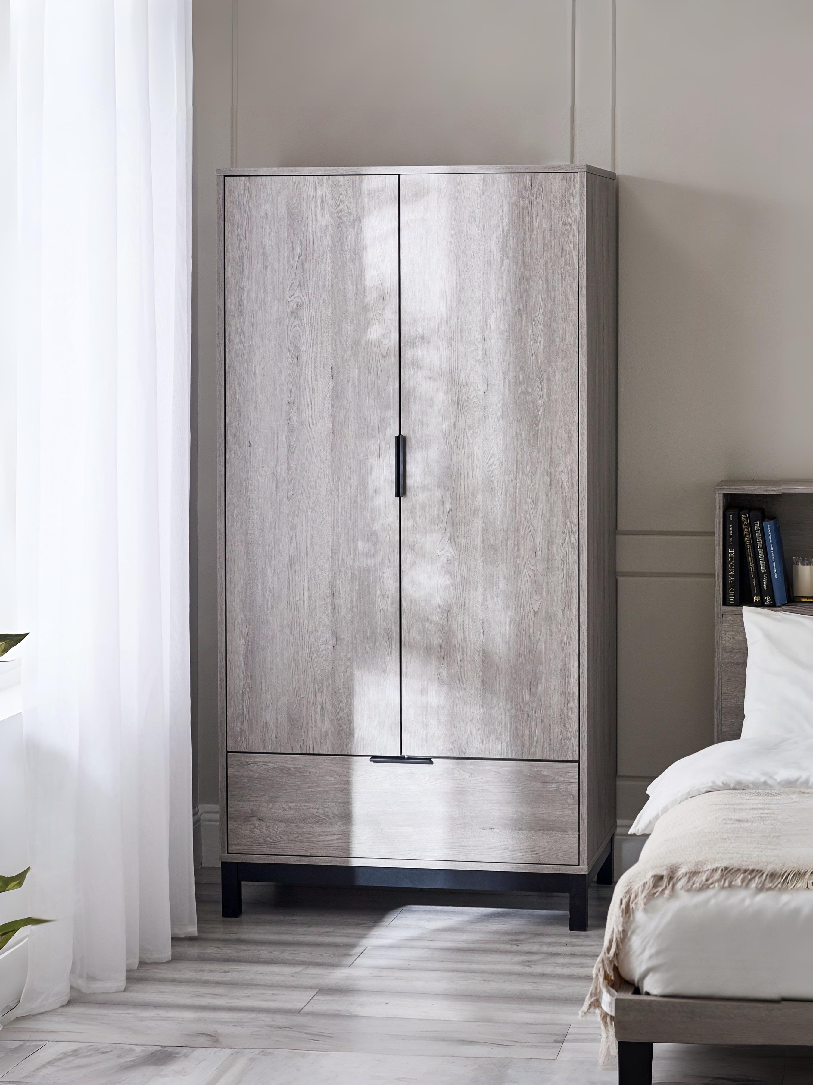 Bali 2 Door 1 Drawer Wardrobe - Grey Oak