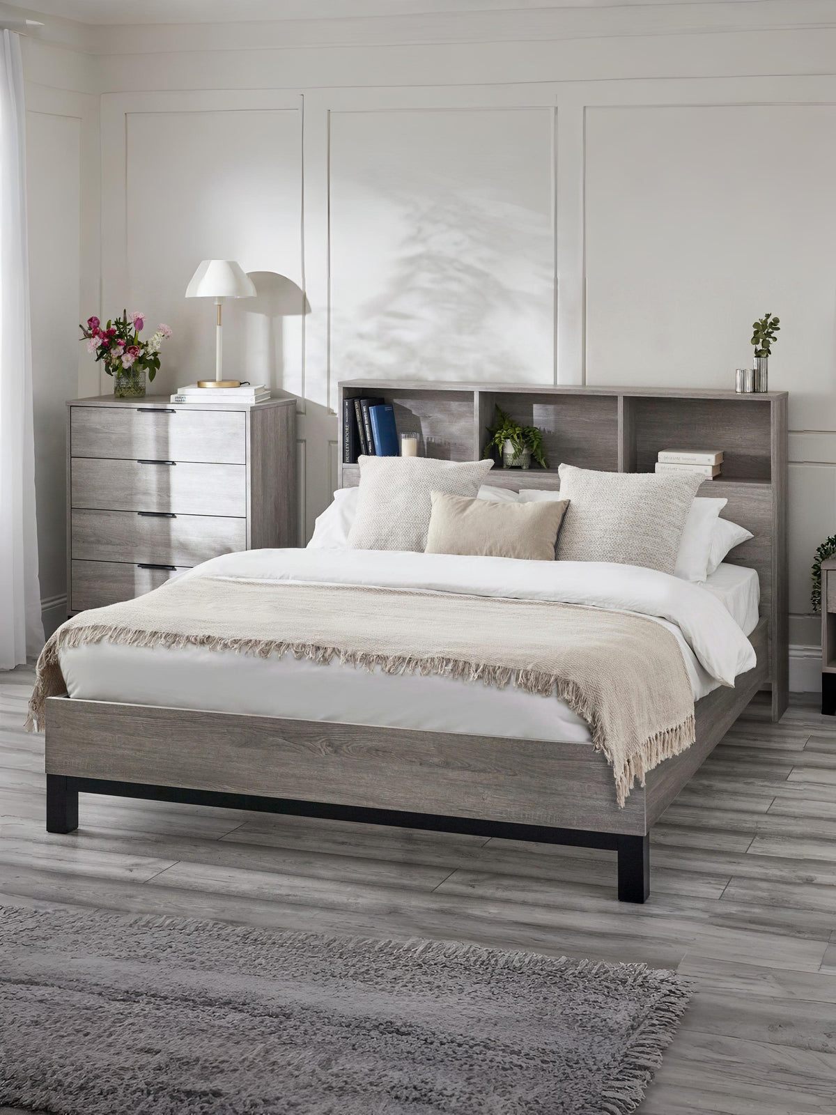 Bali Bookcase Bed- Grey Oak