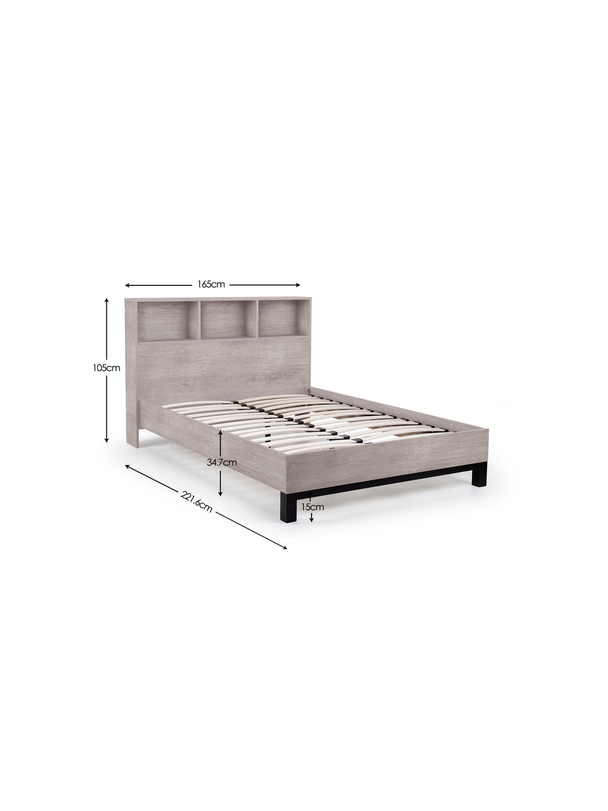 Bali Bookcase Bed- Grey Oak
