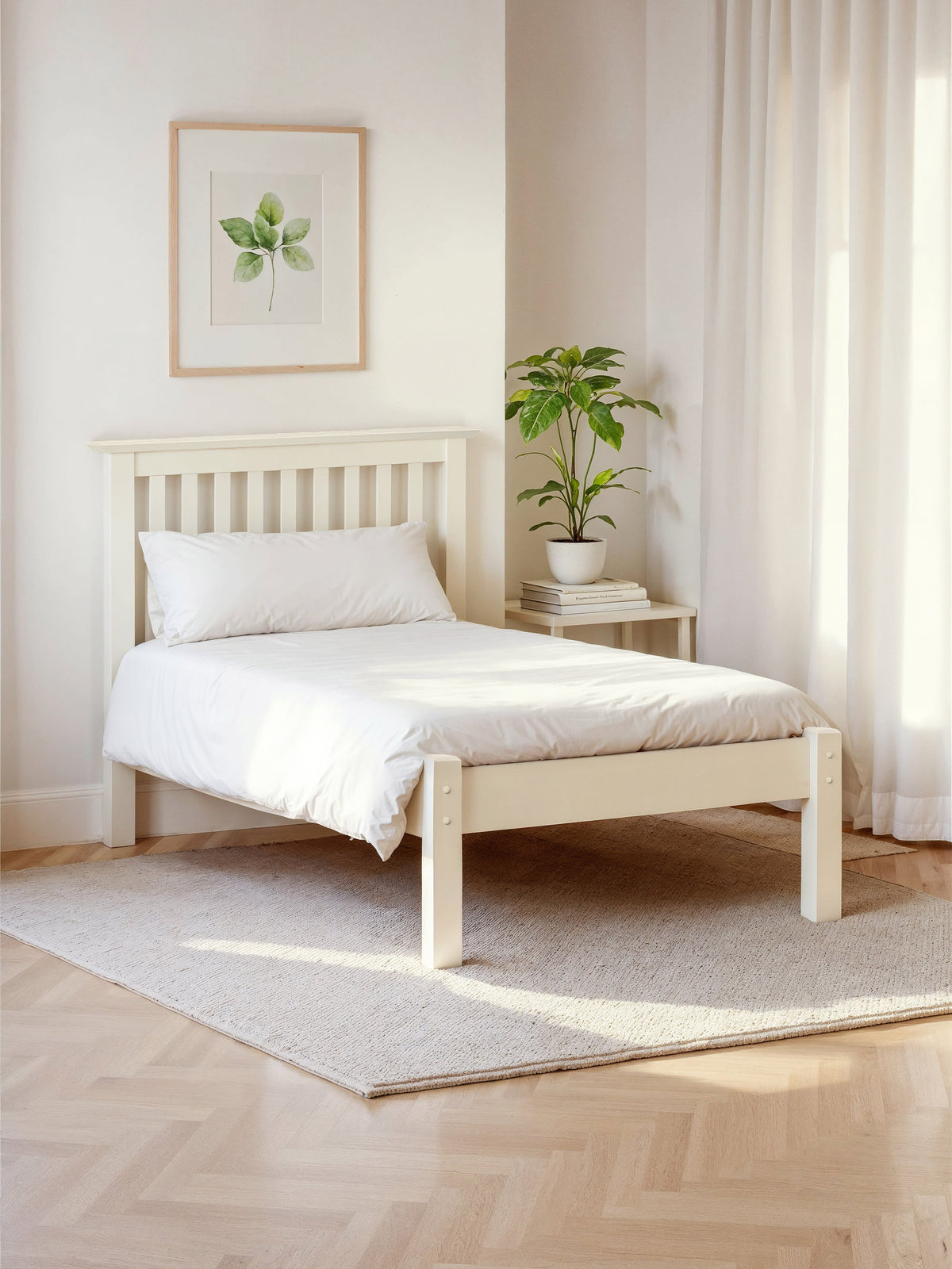 Barcelona Wood Bed Low Foot End - Stone White