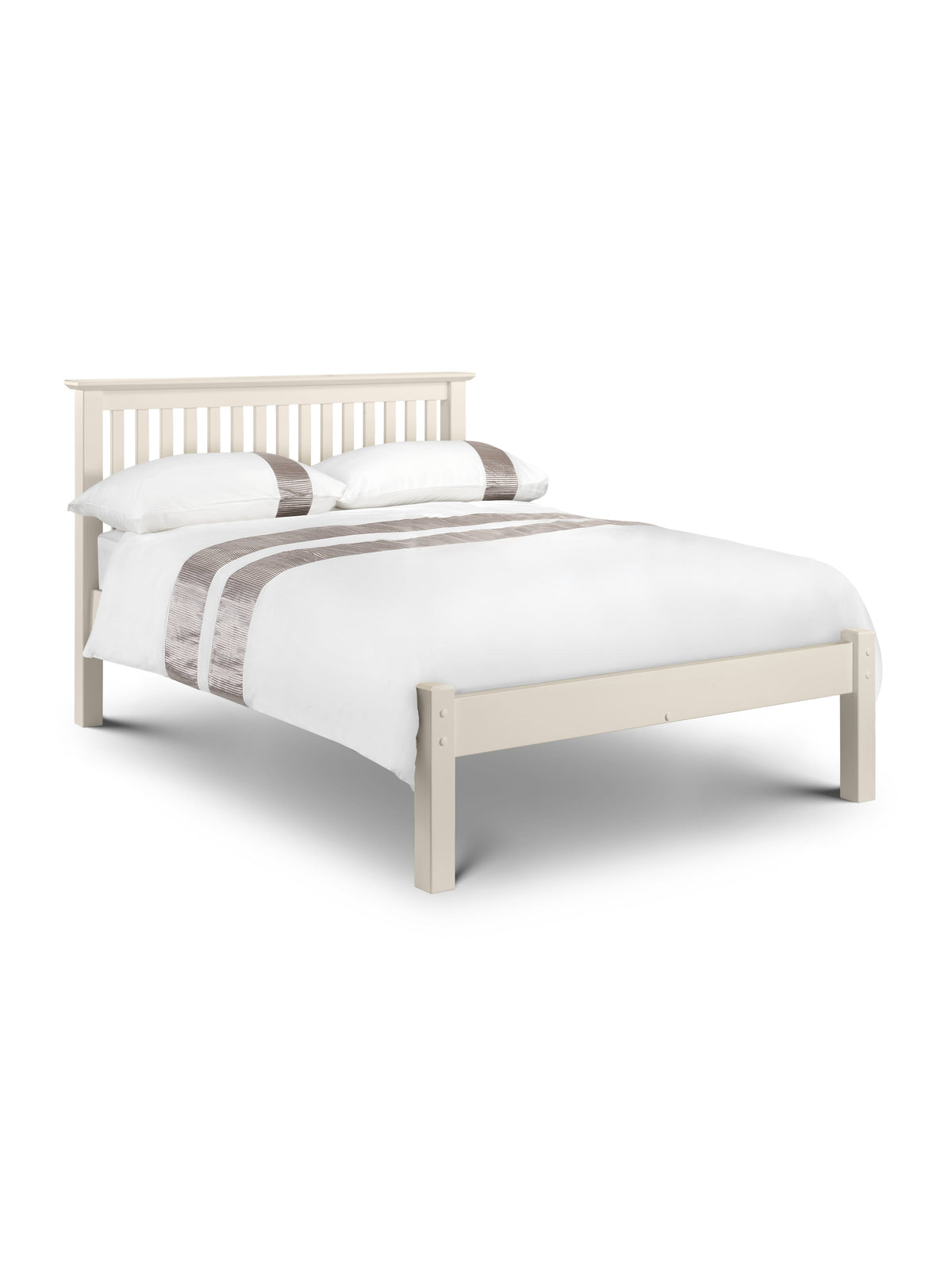 Barcelona Wood Bed Low Foot End - Stone White