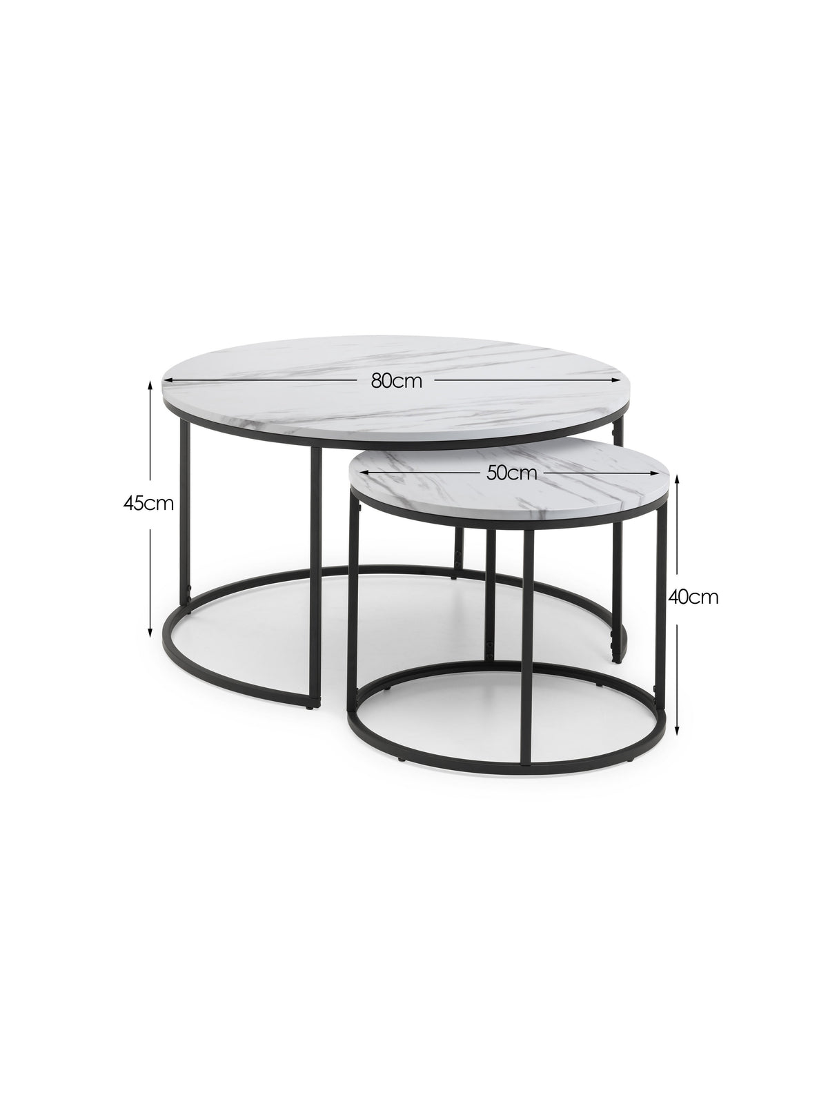 Bellini Round Nesting Coffee Table - White Marble