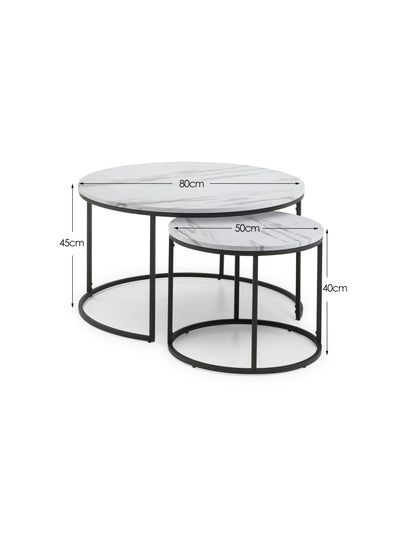 Bellini Round Nesting Coffee Table - White Marble