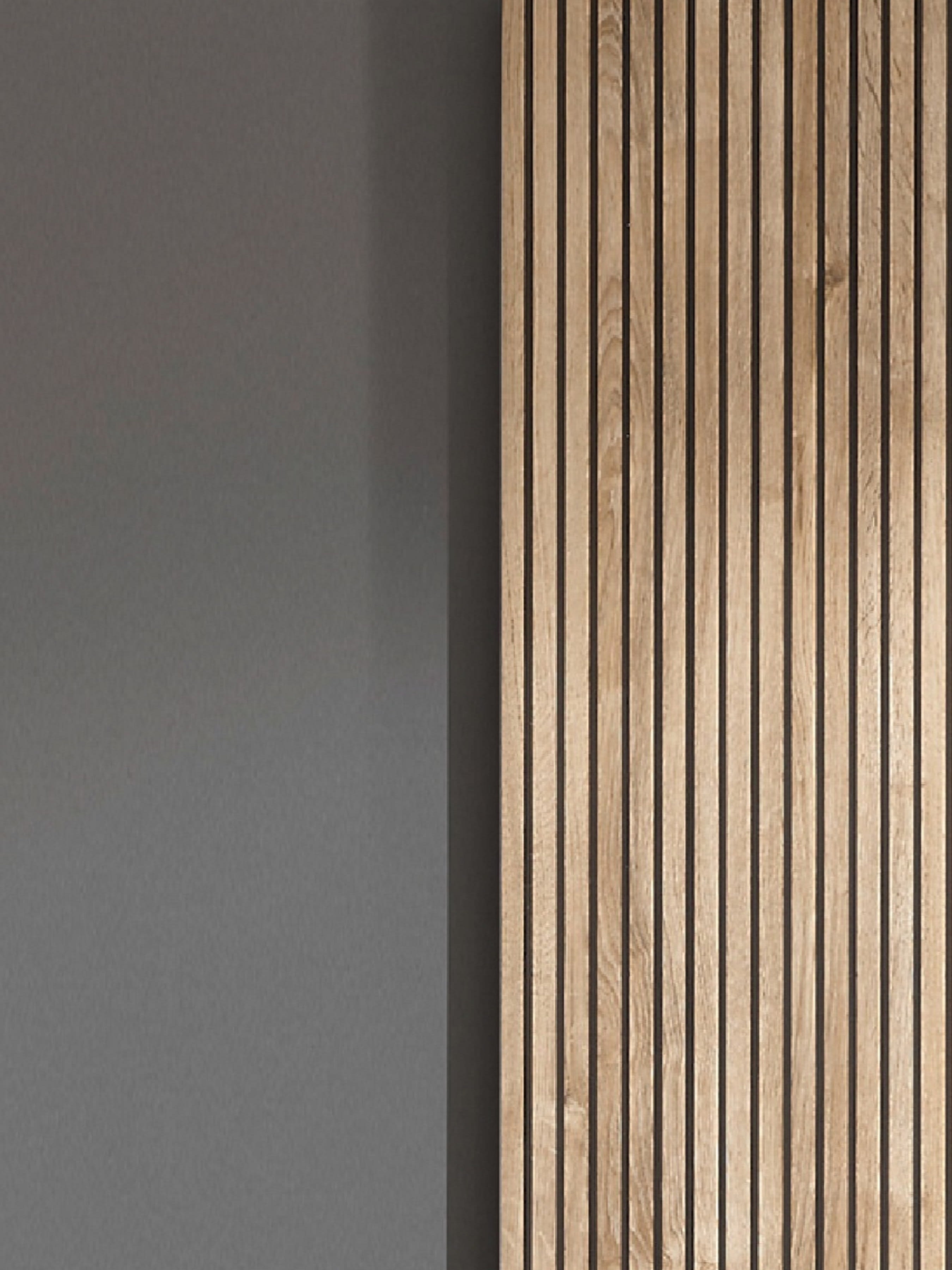 Berno Light Oak and Dark Grey Sliding 2 Door Wardrobe With Mirror – Light Oak Effect and Dark Grey