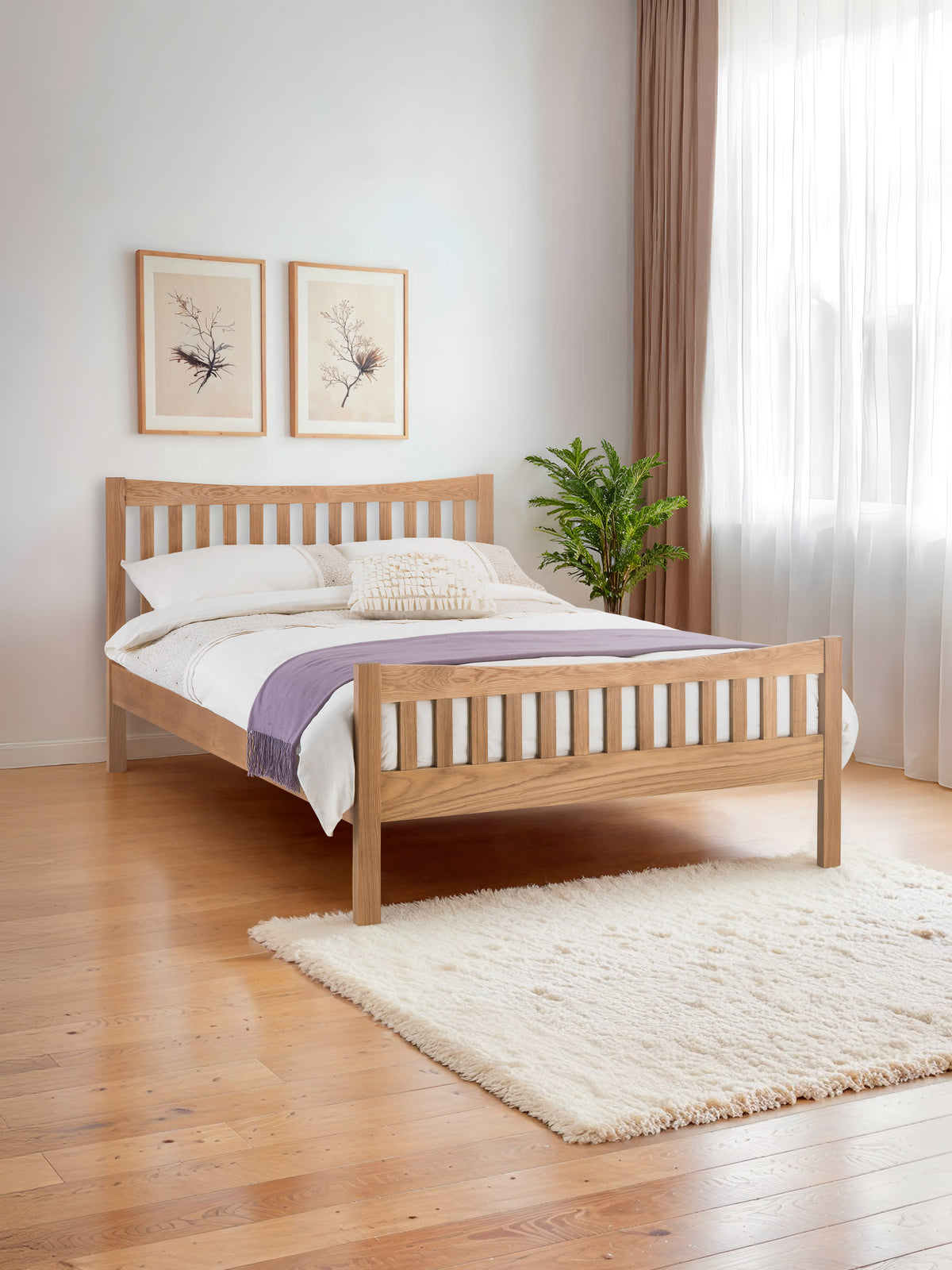 Bergamo Oak Bed - Wood - Natural Oak