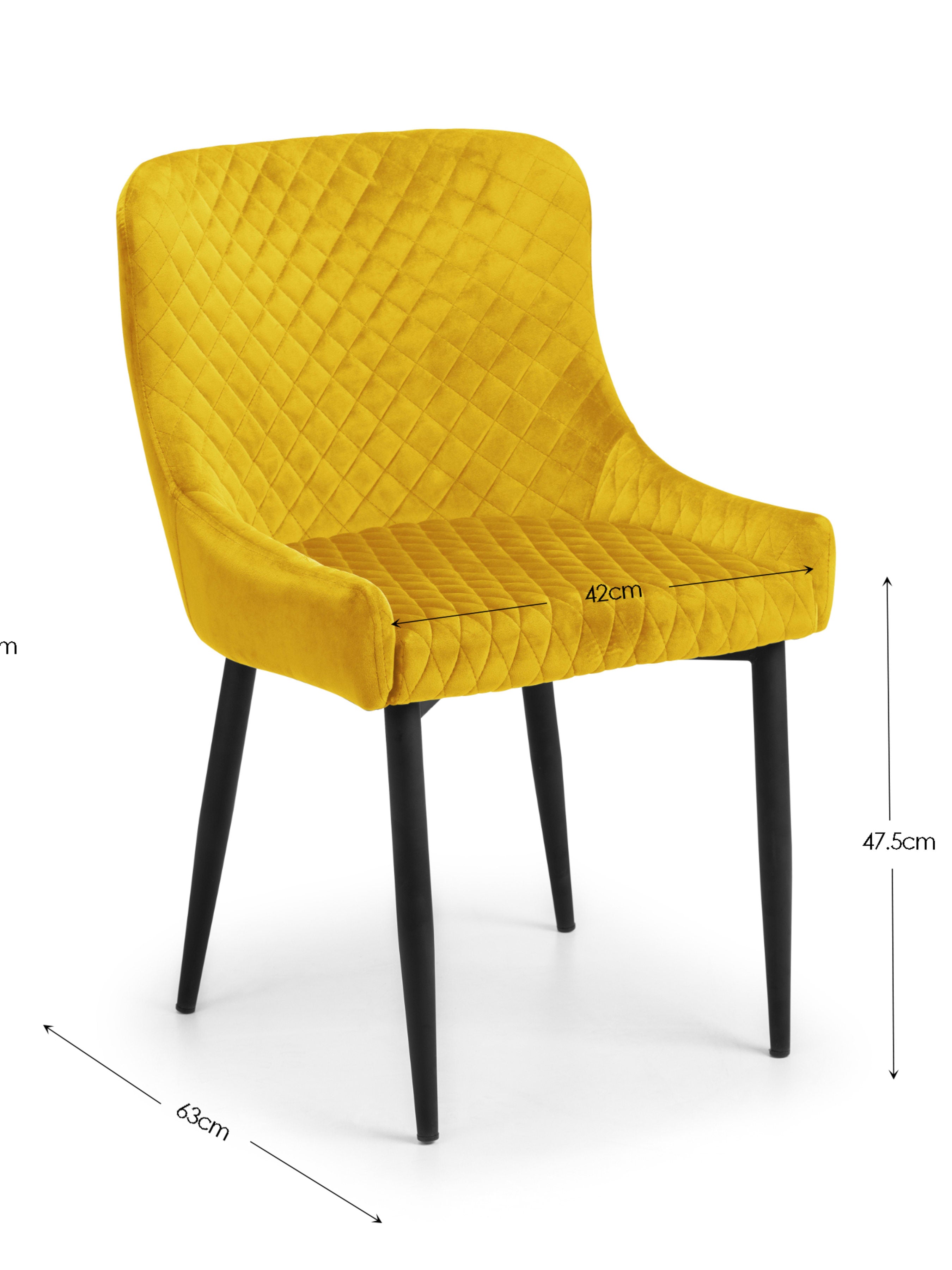 Berwick Rectangular Table, 1 Mustard plush Low Bench and 4 Mustard plush Chairs – Oak Effect