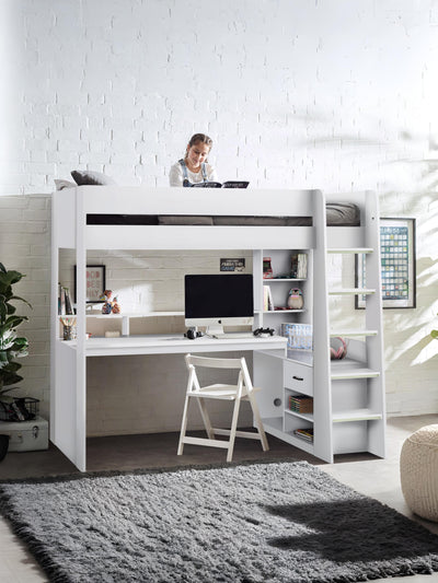 Blaze Gaming Highsleeper Bed - All White
