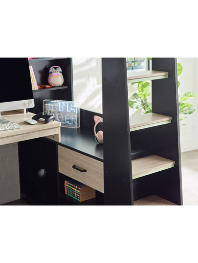 Blaze Gaming Highsleeper Bed - Black And Pale Wood