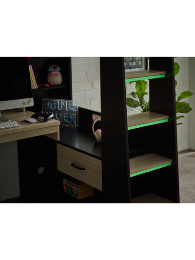 Blaze Gaming Highsleeper Bed - Black And Pale Wood