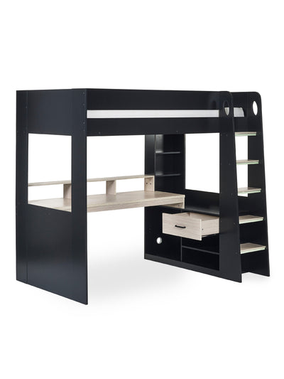Blaze Gaming Highsleeper Bed - Black And Pale Wood