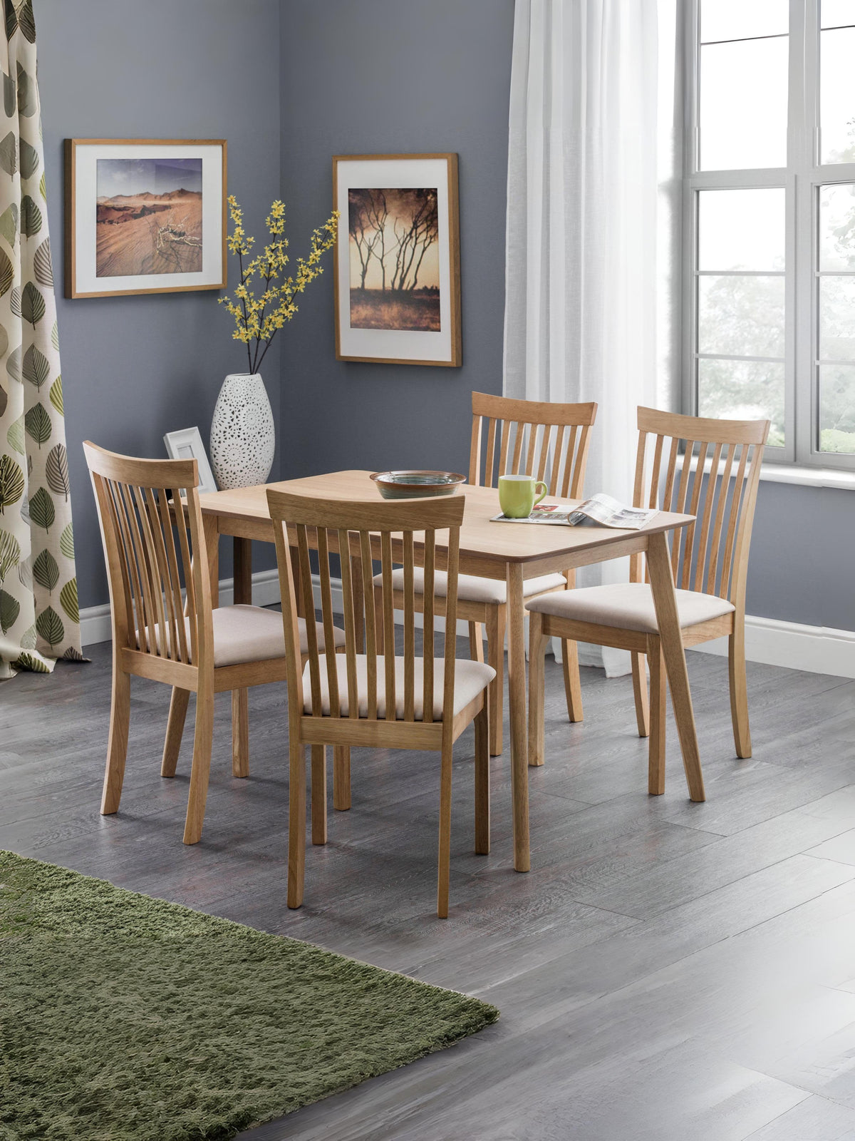 Boden Oak Veneer Rectangular Table With Tapered Legs