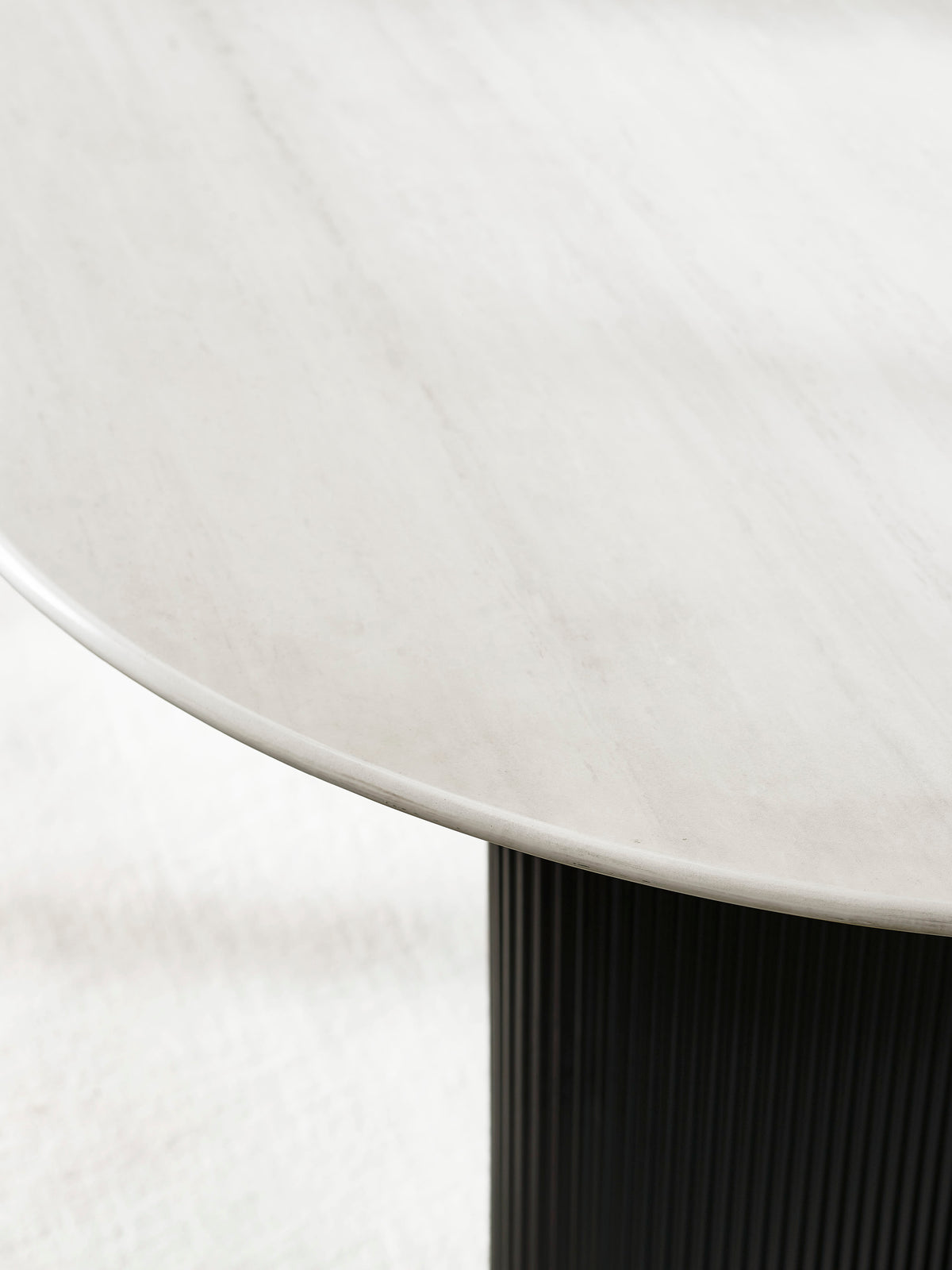 Bolivia 220cm White Stone Effect Oval Dining Table – White Stone Effect and Black