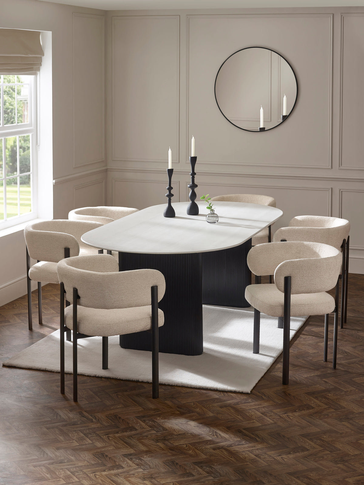 Set of 2 Bolivia Cream Chenille Upholstered Dining Chairs