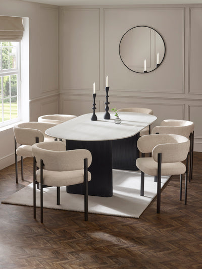 Set of 2 Bolivia Cream Chenille Upholstered Dining Chairs