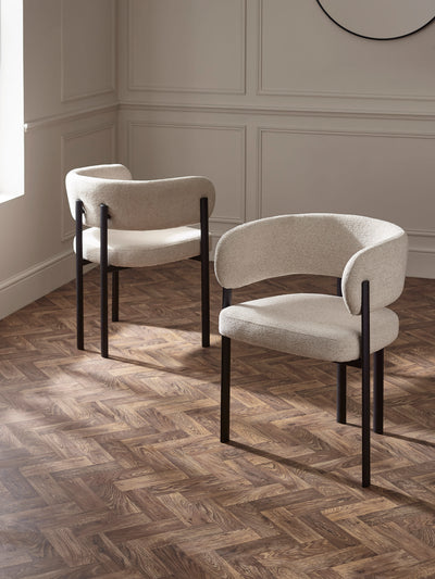 Set of 2 Bolivia Cream Chenille Upholstered Dining Chairs